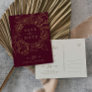Gilded Floral Burgundy Gold Save the Date Postcard