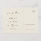 Gilded Floral Burgundy Gold Save the Date Postcard (Back)