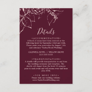 Gilded Floral Burgundy Pink Details Enclosure Card