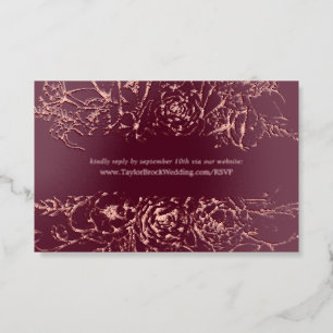 Gilded Floral Burgundy Rose Gold Foil Website RSVP Business Cards