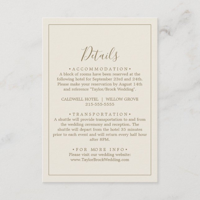 Gilded Floral Coordinate | Cream & Gold Details Enclosure Card (Front)
