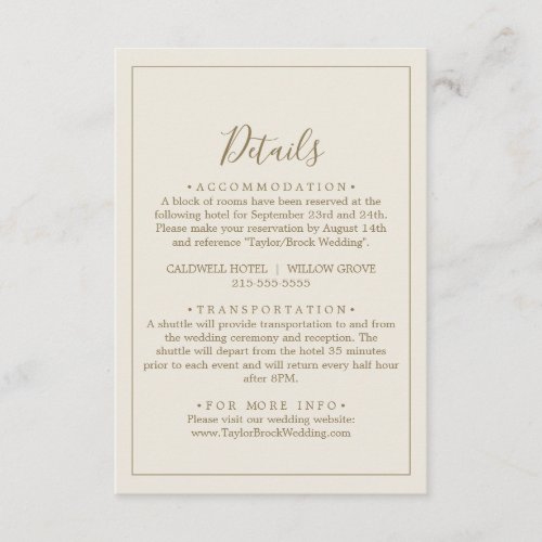 Gilded Floral Coordinate  Cream  Gold Details Enclosure Card