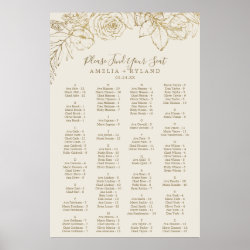 Gilded Floral | Cream Alphabetical Seating Chart