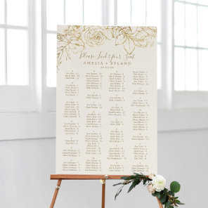 Gilded Floral | Cream Alphabetical Seating Chart Foam Board