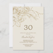 Gilded Floral | Cream and Gold 30th Birthday Invitation (Front)