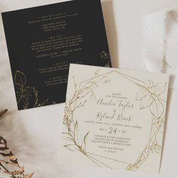 Gilded Floral | Cream And Gold All In One Wedding Invitation by FreshAndYummy at Zazzle