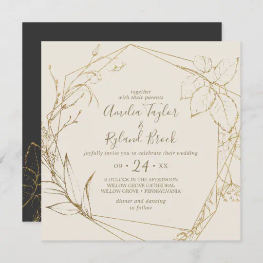 Gilded Floral Wedding Invitation