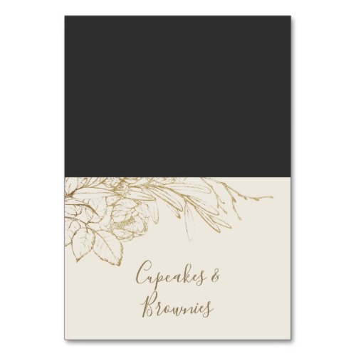 Gilded Floral  Cream and Gold Buffet Food Labels Table Number