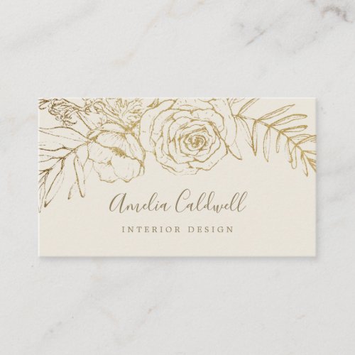 Gilded Floral | Cream and Gold Business Card