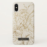Gilded Floral Cream and Gold Personalized Name iPhone X Case<br><div class="desc">This gilded floral cream and gold personalized name phone case is the perfect gift for her. The modern boho design features a whimsical arrangement of faux gold foil hand drawn flowers, leaves and botanicals on a cream background. Personalize the case with her first or last name. Please Note: This design...</div>