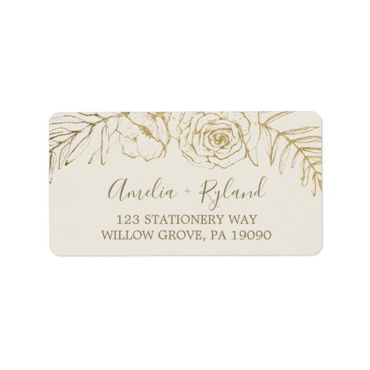 Gilded Floral Cream and Gold RSVP Address Labels