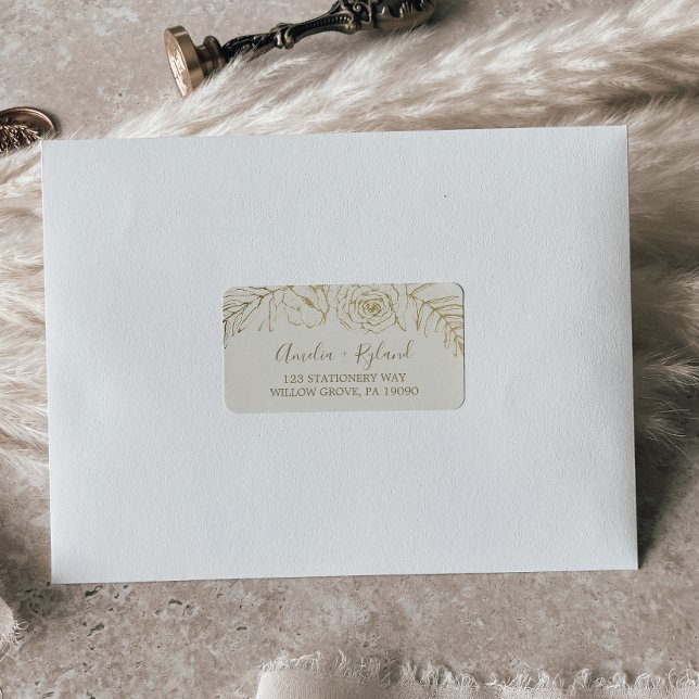 Gilded Floral | Cream and Gold RSVP Address Labels (Creator Uploaded)