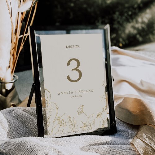 Gilded Floral  Cream and Gold Table Number
