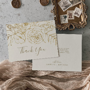 Gilded Floral   Cream and Gold Thank You Card