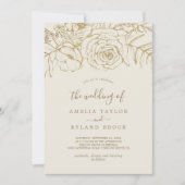Gilded Floral | Cream and Gold The Wedding Of Invitation (Front)