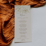 Gilded Floral | Cream and Gold Wedding Dinner Menu<br><div class="desc">This gilded floral cream and gold wedding dinner menu card is perfect for an elegant wedding. The modern boho design features a whimsical arrangement of faux gold foil hand drawn flowers, leaves and botanicals on a cream background. This menu can be used for a wedding reception, rehearsal dinner, or any...</div>