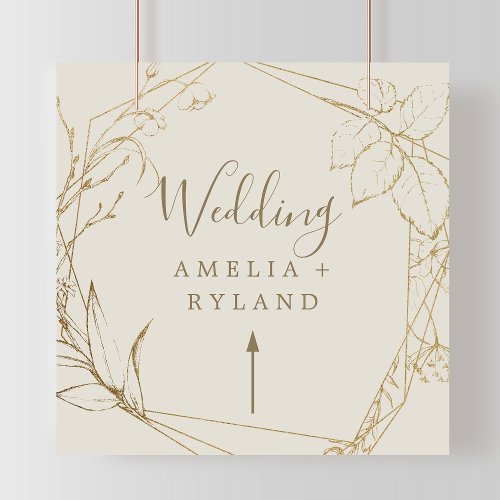 Gilded Floral  Cream and Gold Wedding Directional Poster