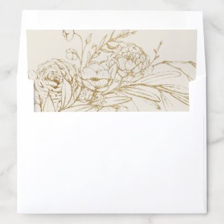 Gilded Floral | Cream and Gold Wedding Envelope Liner