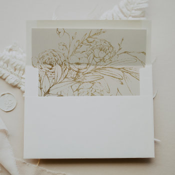Gilded Floral | Cream And Gold Wedding Envelope Liner by FreshAndYummy at Zazzle