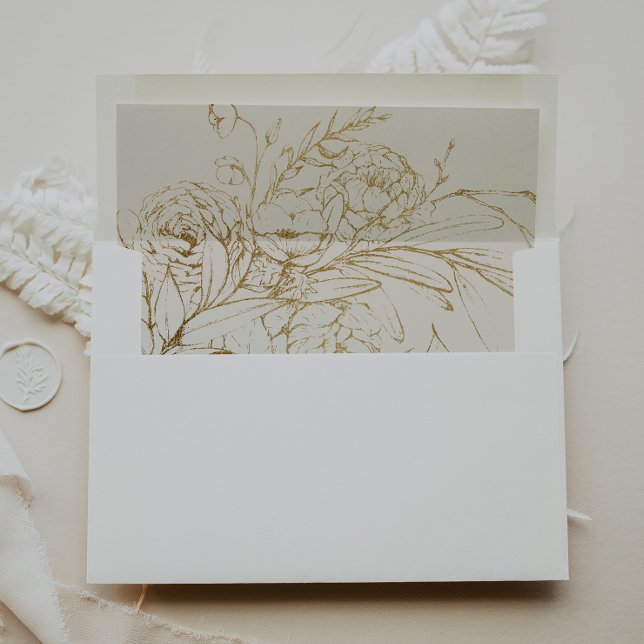 Gilded Floral | Cream and Gold Wedding Envelope Liner (Creator Uploaded)