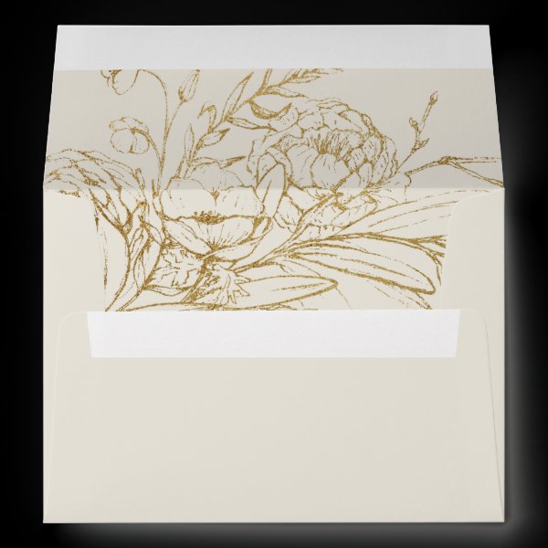 Gilded Floral | Cream and Gold Wedding Invitation Envelope