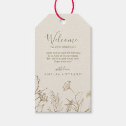 Gilded Floral Cream and Gold Wedding Welcome Gift Tags