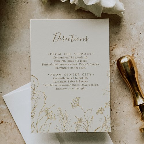 Gilded Floral  Cream Directions Enclosure Card