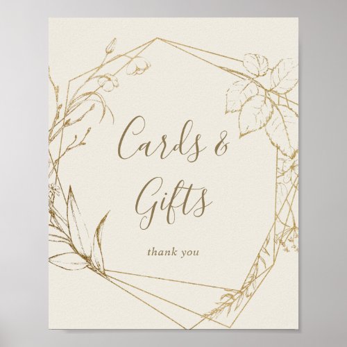 Gilded Floral Cream Geometric Cards and Gifts Sign