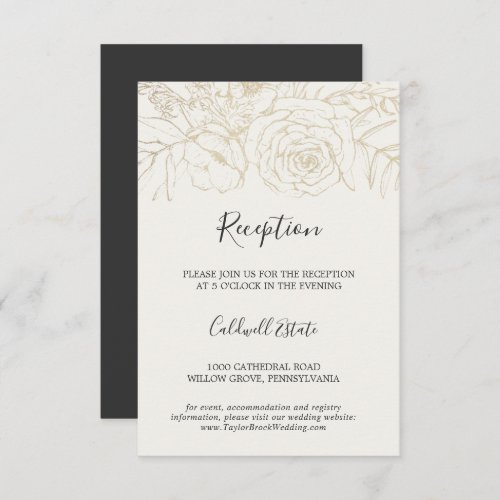 Gilded Floral  Cream  Gold Faded Reception Enclosure Card