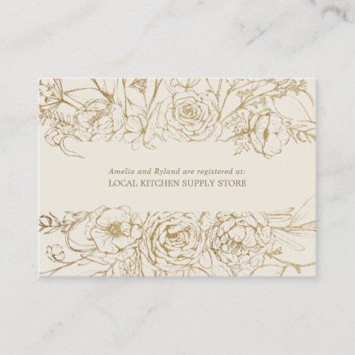 Gilded Floral  Cream  Gold Gift Registry Enclosure Card