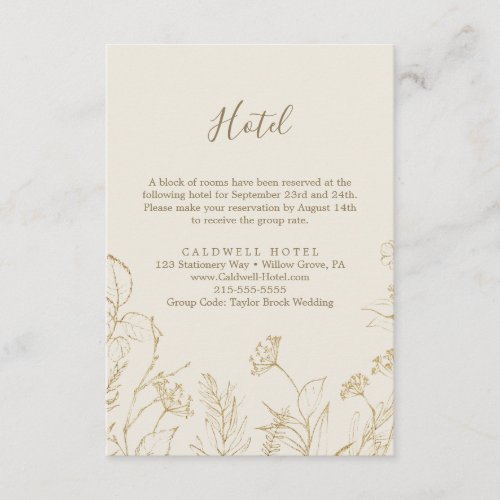 Gilded Floral  Cream  Gold Hotel Enclosure Card