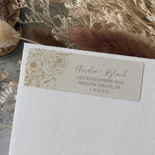Gilded Floral   Cream & Gold Return Address Label