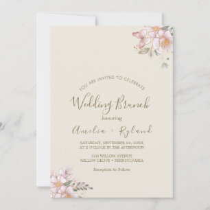 Gilded Floral   Cream & Gold Wedding Brunch  Invitation