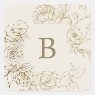 Gilded Floral Cream & Gold Wedding Envelope Seals