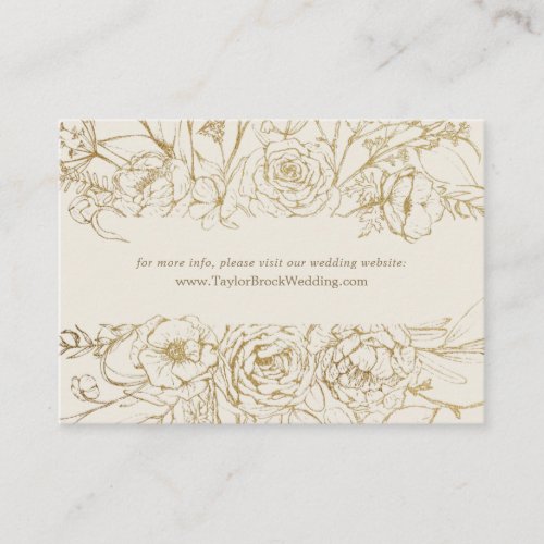 Gilded Floral  Cream  Gold Wedding Website Enclosure Card