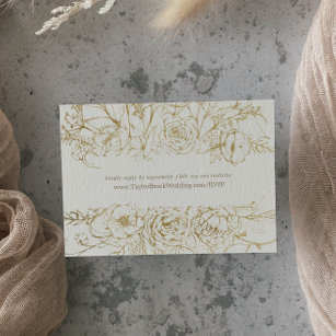 Gilded Floral   Cream & Gold Wedding Website RSVP Enclosure Card