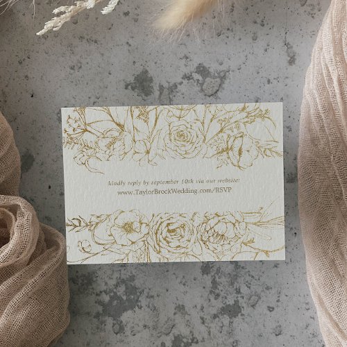 Gilded Floral  Cream  Gold Wedding Website RSVP Enclosure Card