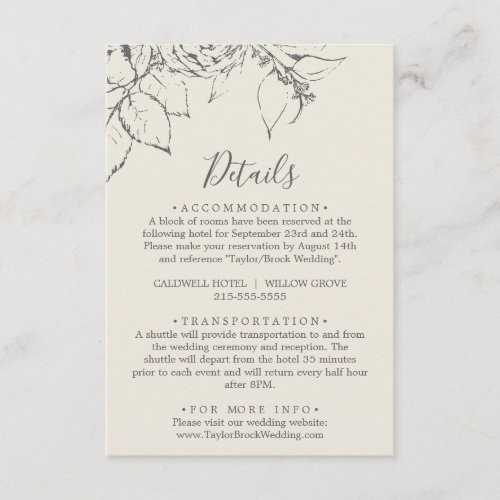 Gilded Floral Cream  Gray Details Enclosure Card