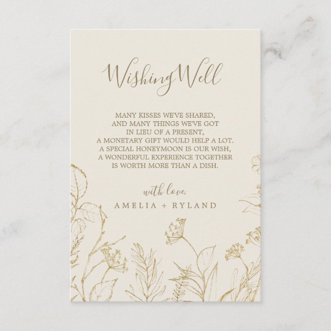 Gilded Floral | Cream Wedding Wishing Well Card (Front)