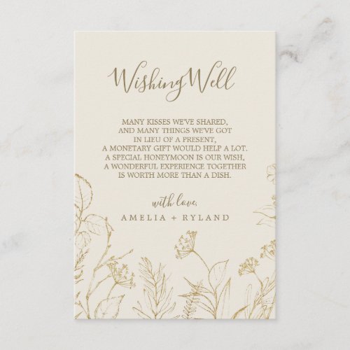 Gilded Floral  Cream Wedding Wishing Well Card