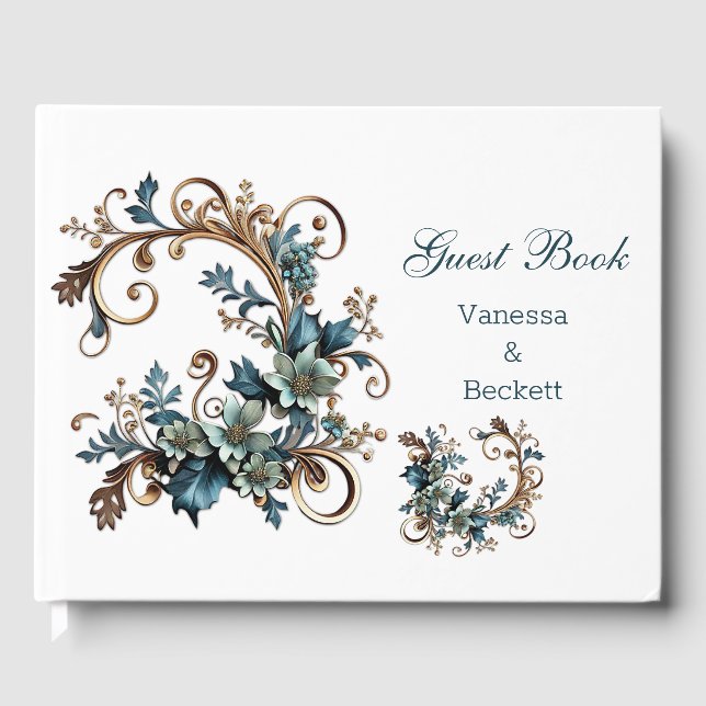 Gilded Floral Elegance Guest Book (Front)