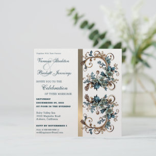 Gilded Floral Elegance Wedding Invitation