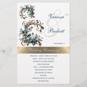Gilded Floral Elegance Wedding Program