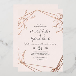Gilded Floral Front & Back Rose Gold Foil Wedding Invitation