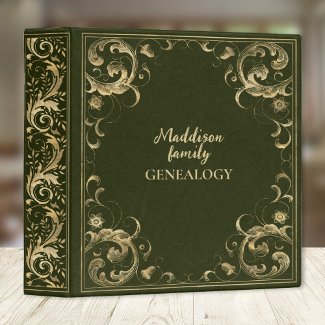 Gilded Floral Genealogy Family Album Green Gold