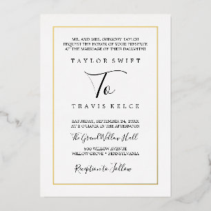 Gilded Floral Gold Foil Formal Wedding Invitation