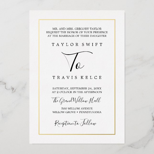  Gilded Floral | Gold Foil Formal Wedding  Invitation (Front)