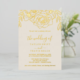Gilded Floral Gold Foil Wedding Invitation