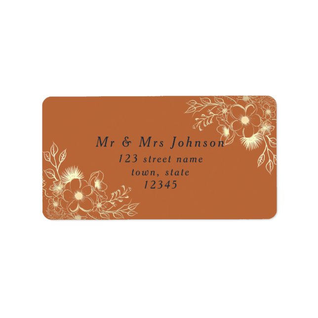 Gilded Floral Gold Return Address Label (Front)