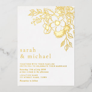 Gilded Floral Gold Wedding Foil Invitation